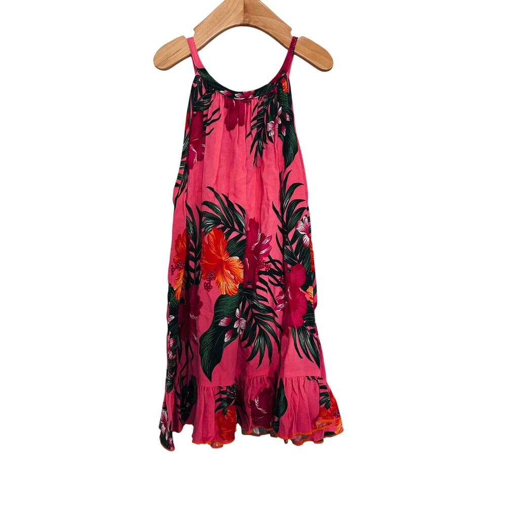 Girls Pink Aloha Hawaii Hibiscus Luau Tank Dress